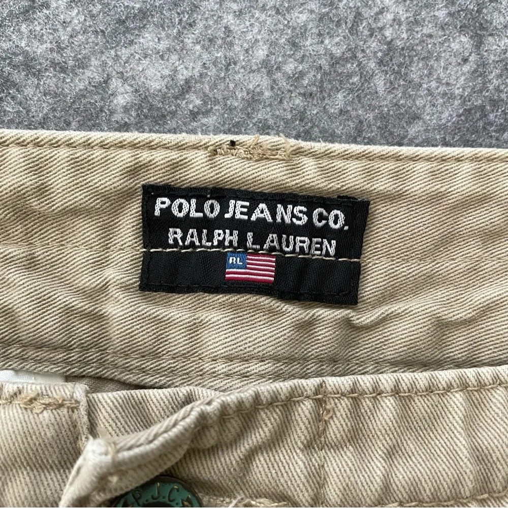 VTG Polo Jeans Co Ralph Lauren Cargo Pants Mens 38x30 (~26.5) Khaki Y2K Utility - Picture 3 of 16